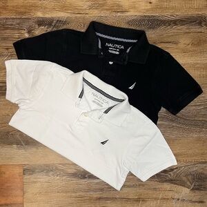 Nautica Boys Classic Black and White Polo Shirts, Size S (8)